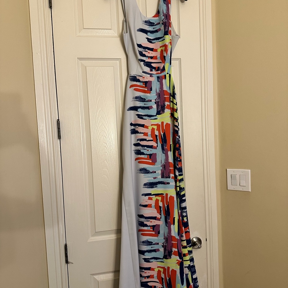 BCBGMaxAzria Blue and Red Sheath Maxi Dress - Picture 5 of 7